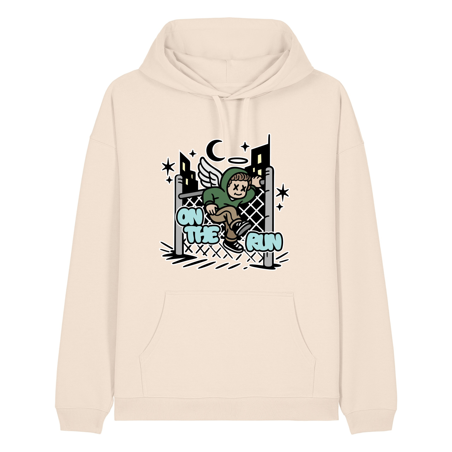 Cream Printed Hoody Front