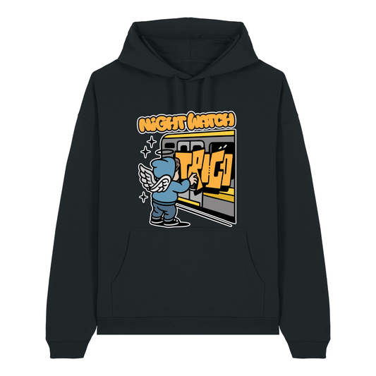 Black Printed Hoody Front