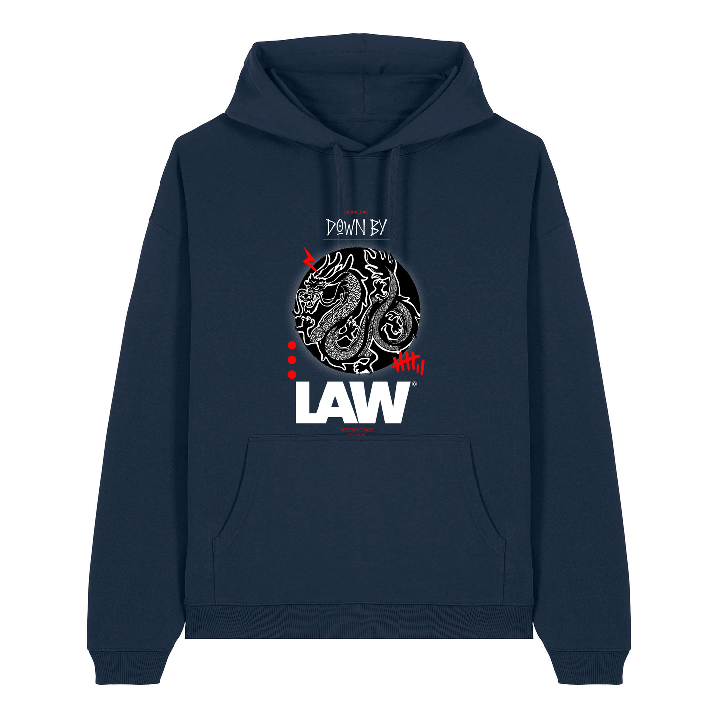 French Navy Printed Hoody Front