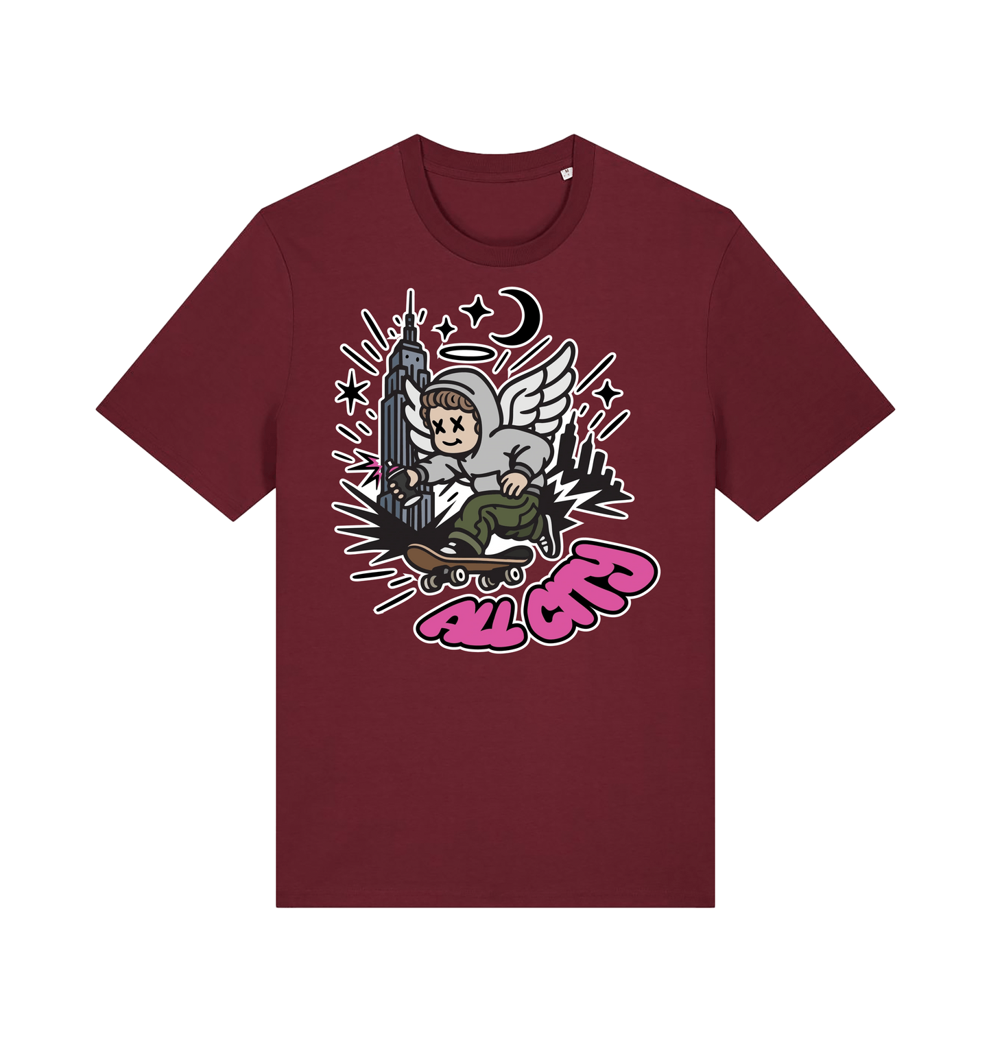 Burgundy Printed T-shirt Front