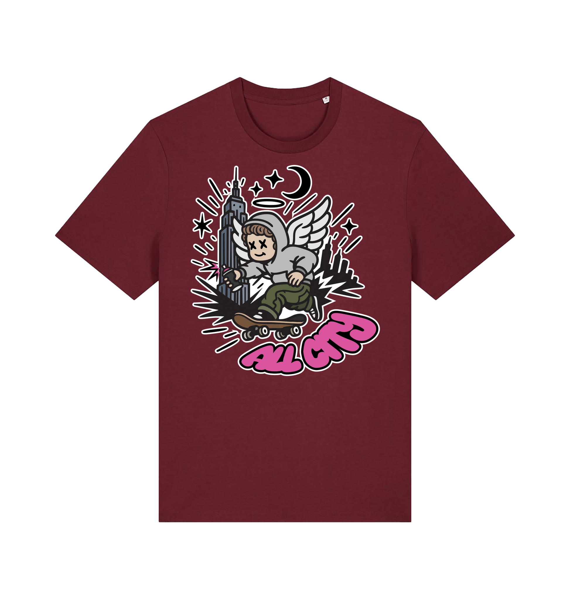 Burgundy Printed T-shirt Front