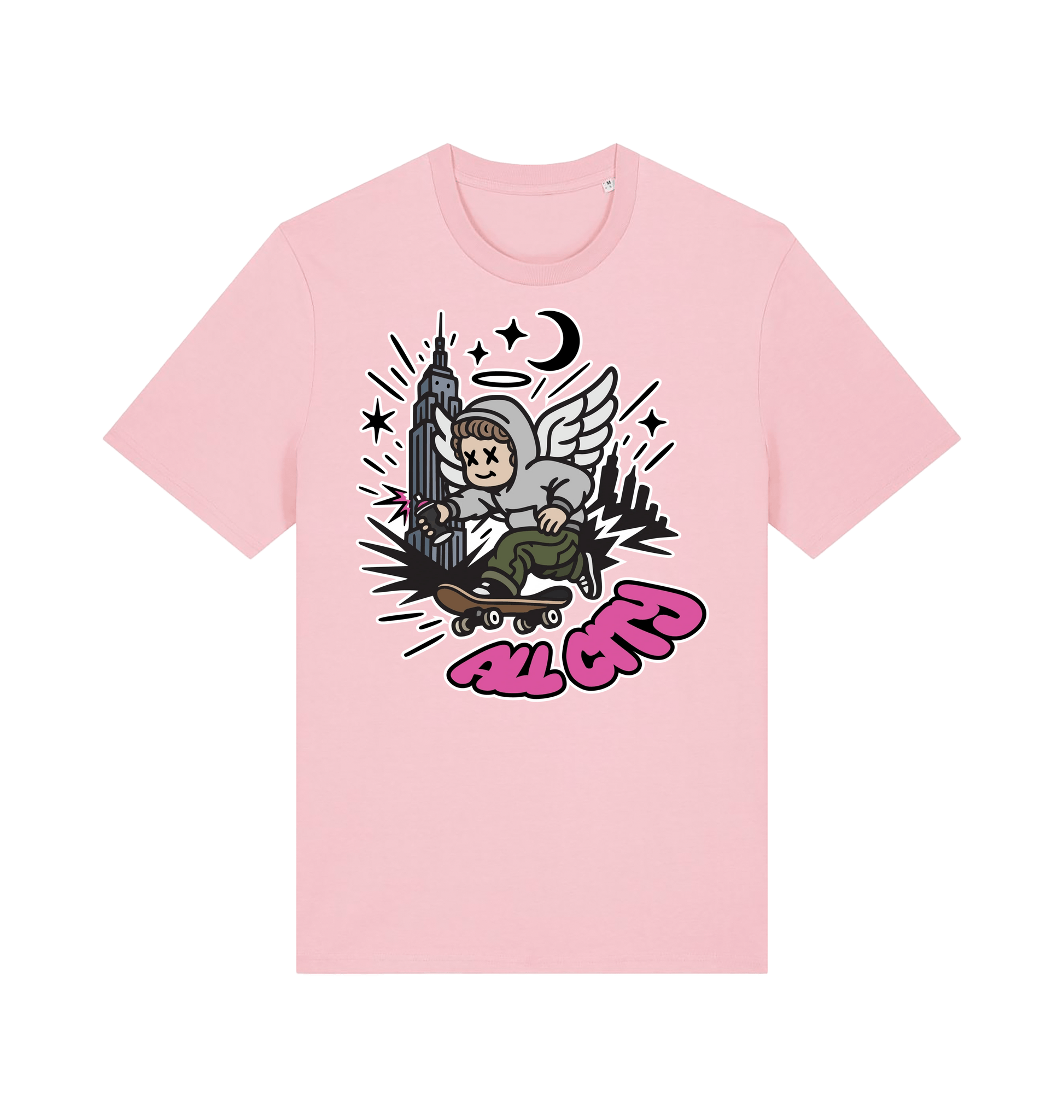 Cotton Pink Printed T-shirt Front