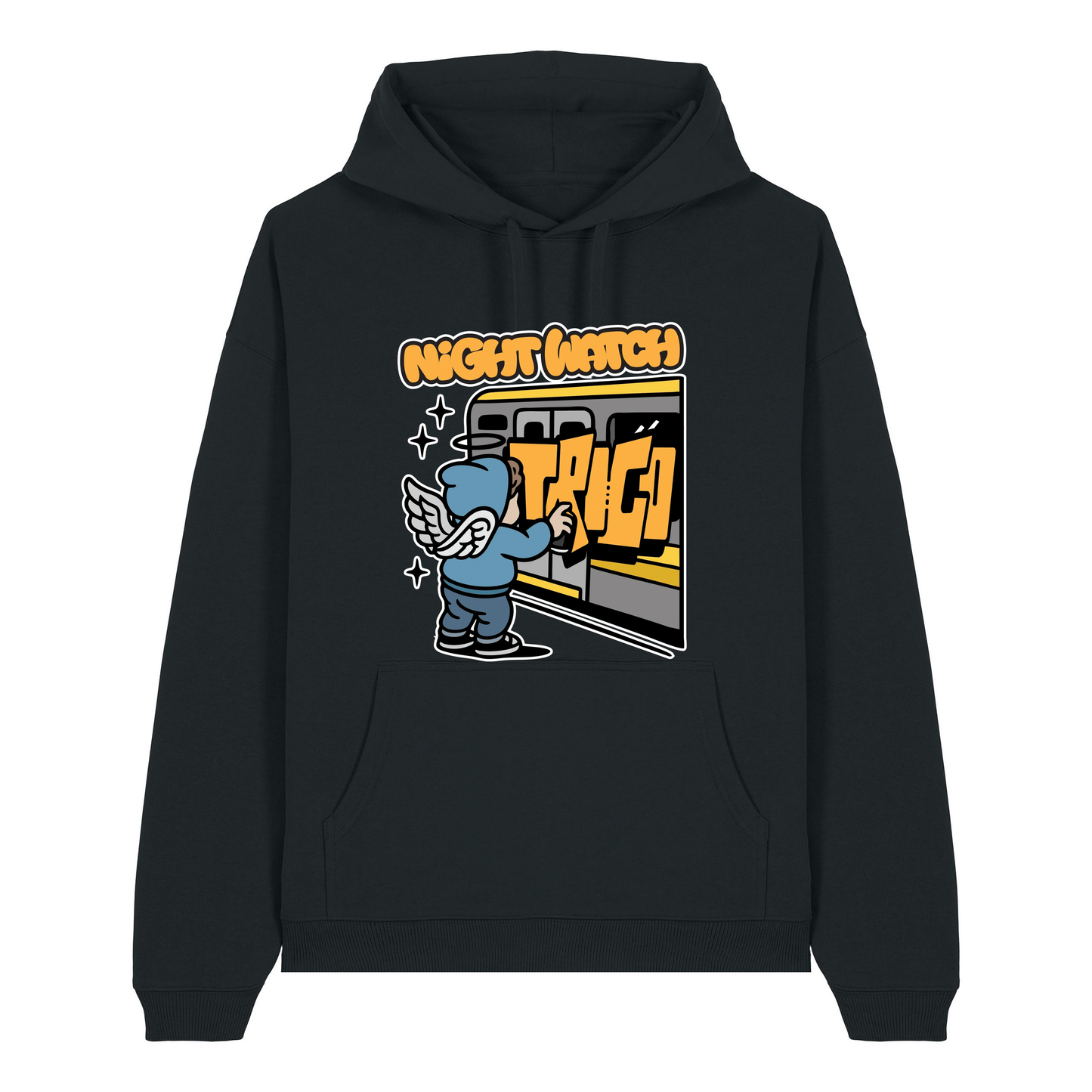 Black Printed Hoody Front