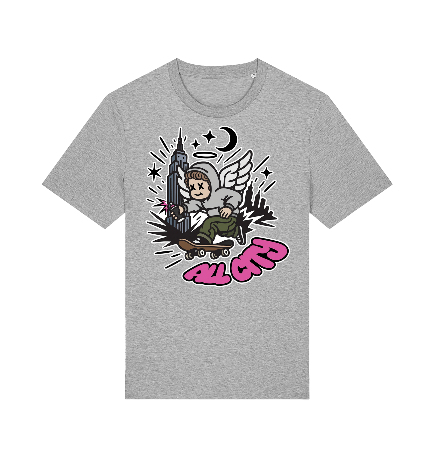 Heather Grey Printed T-shirt Front