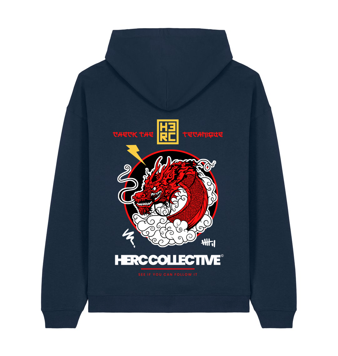 French Navy Printed Hoody