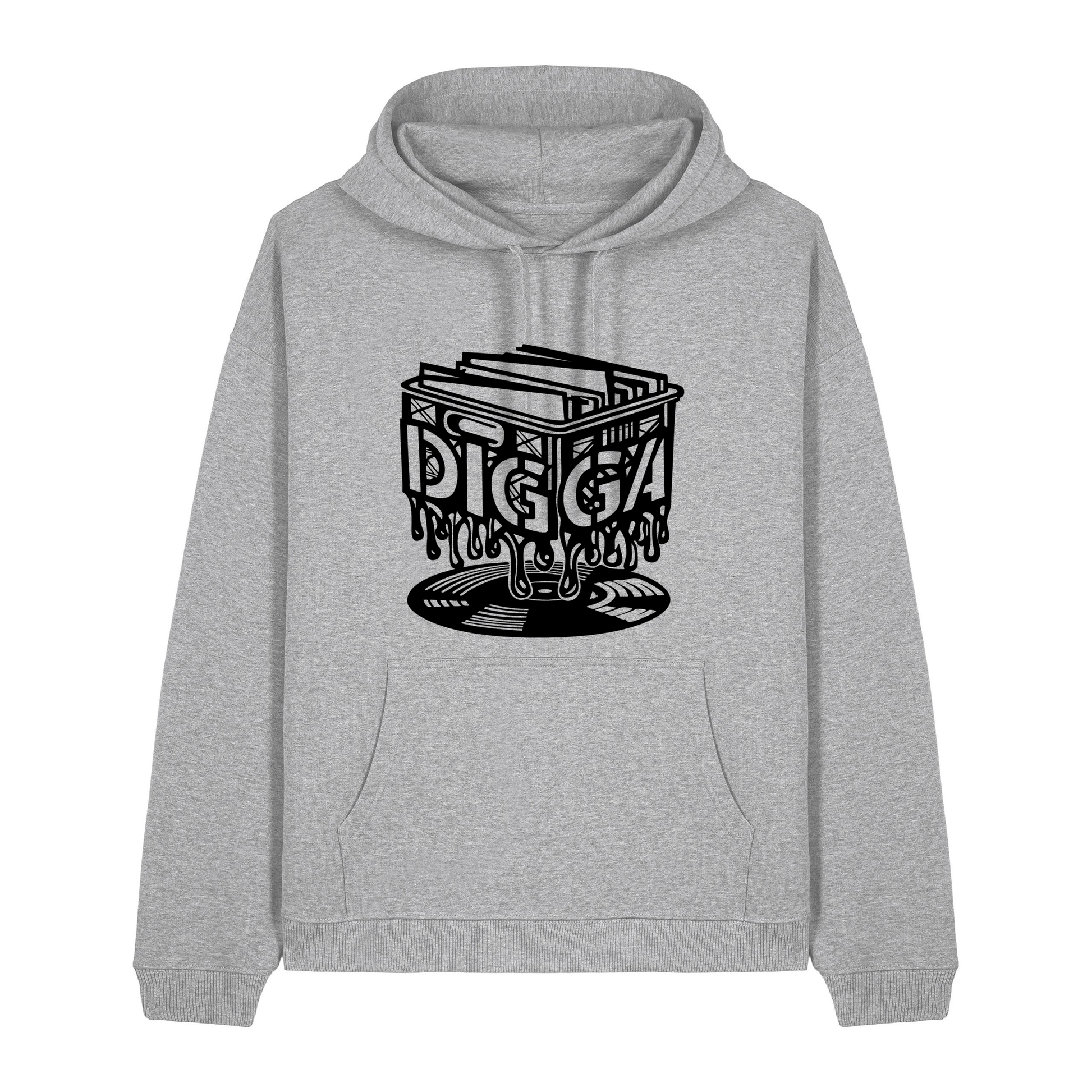 Heather Grey Printed Hoody Front